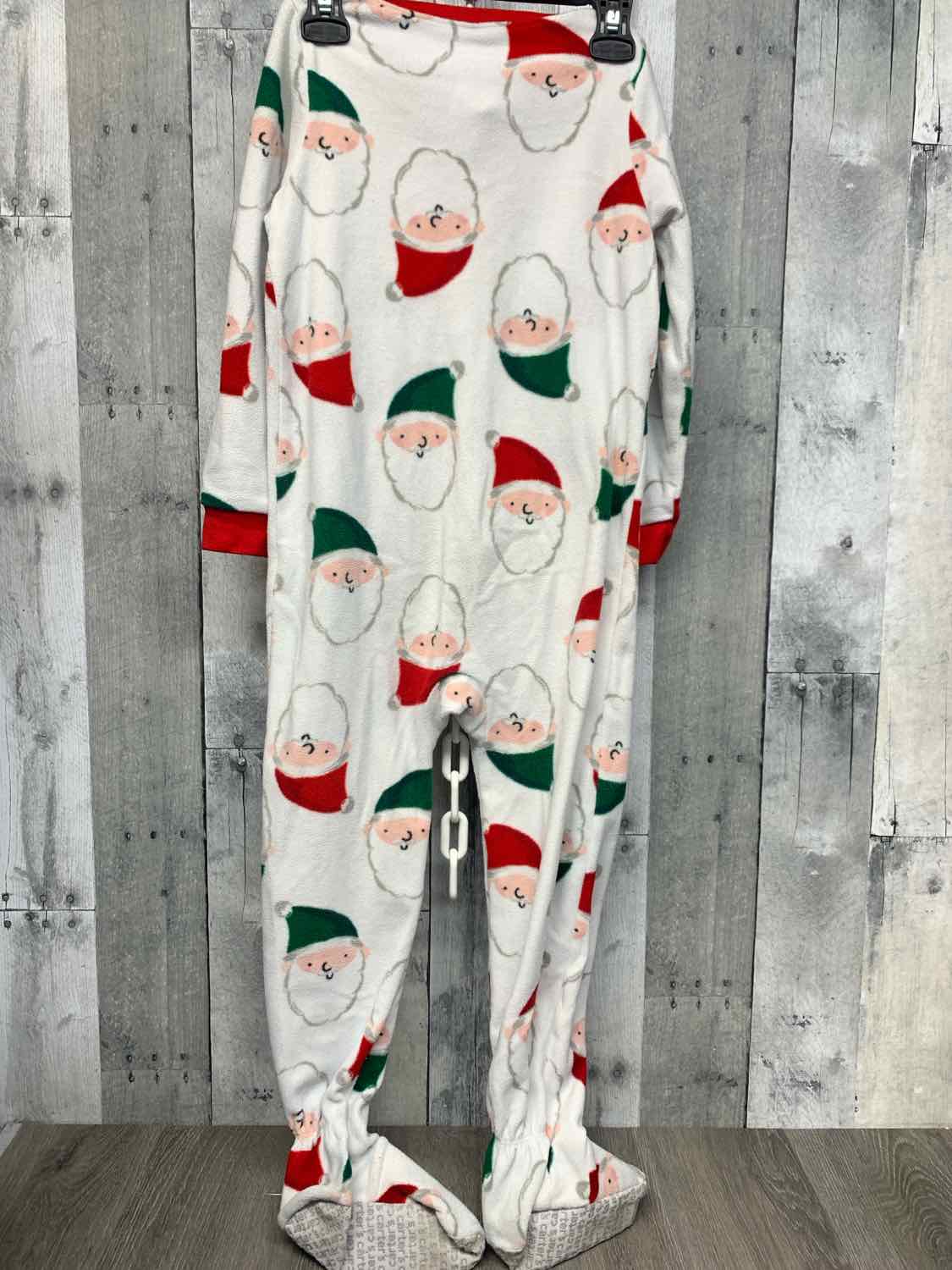 Size 5 White Print Carter's Footy PJs