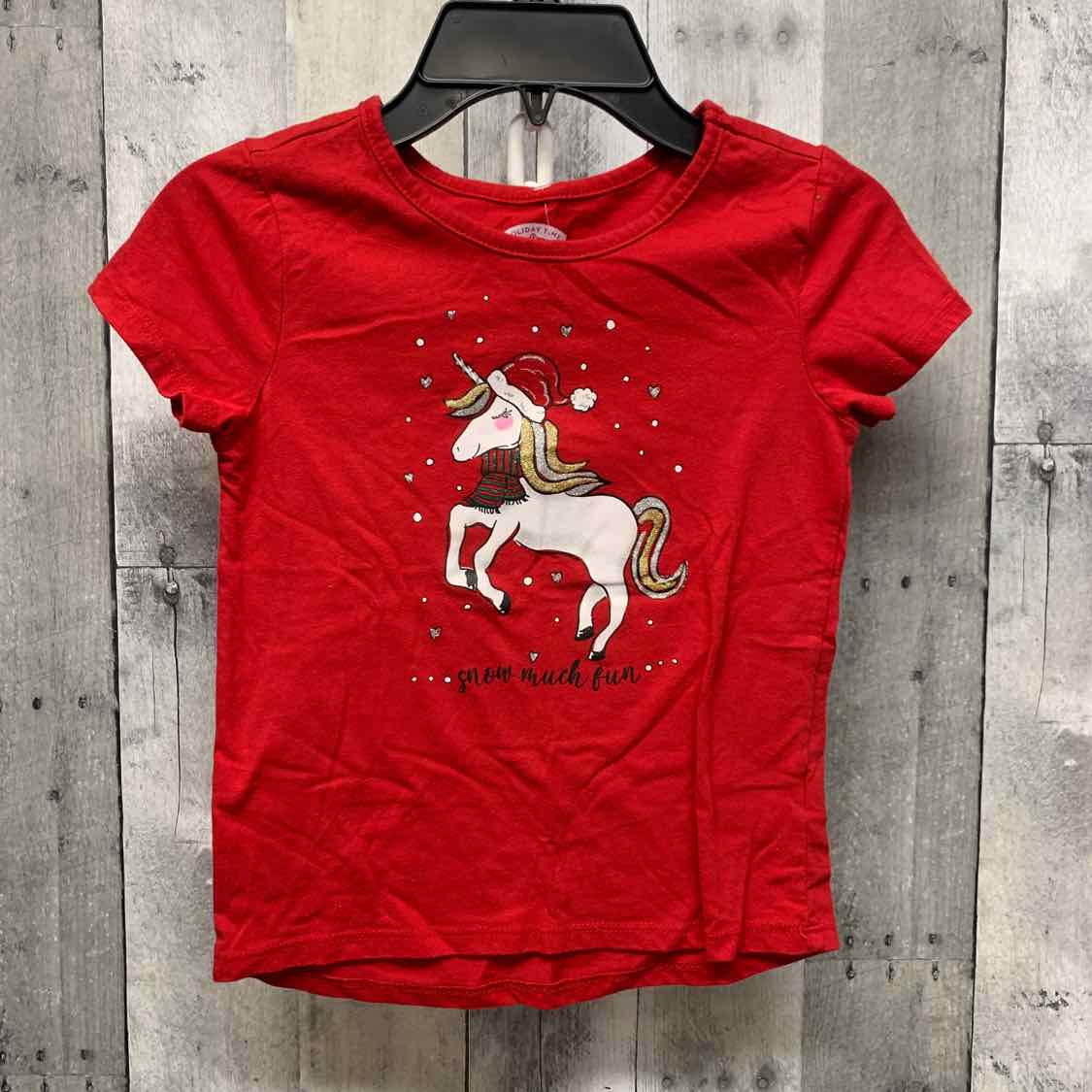 Size 6/6X Red Graphic Holiday Brands T Shirt
