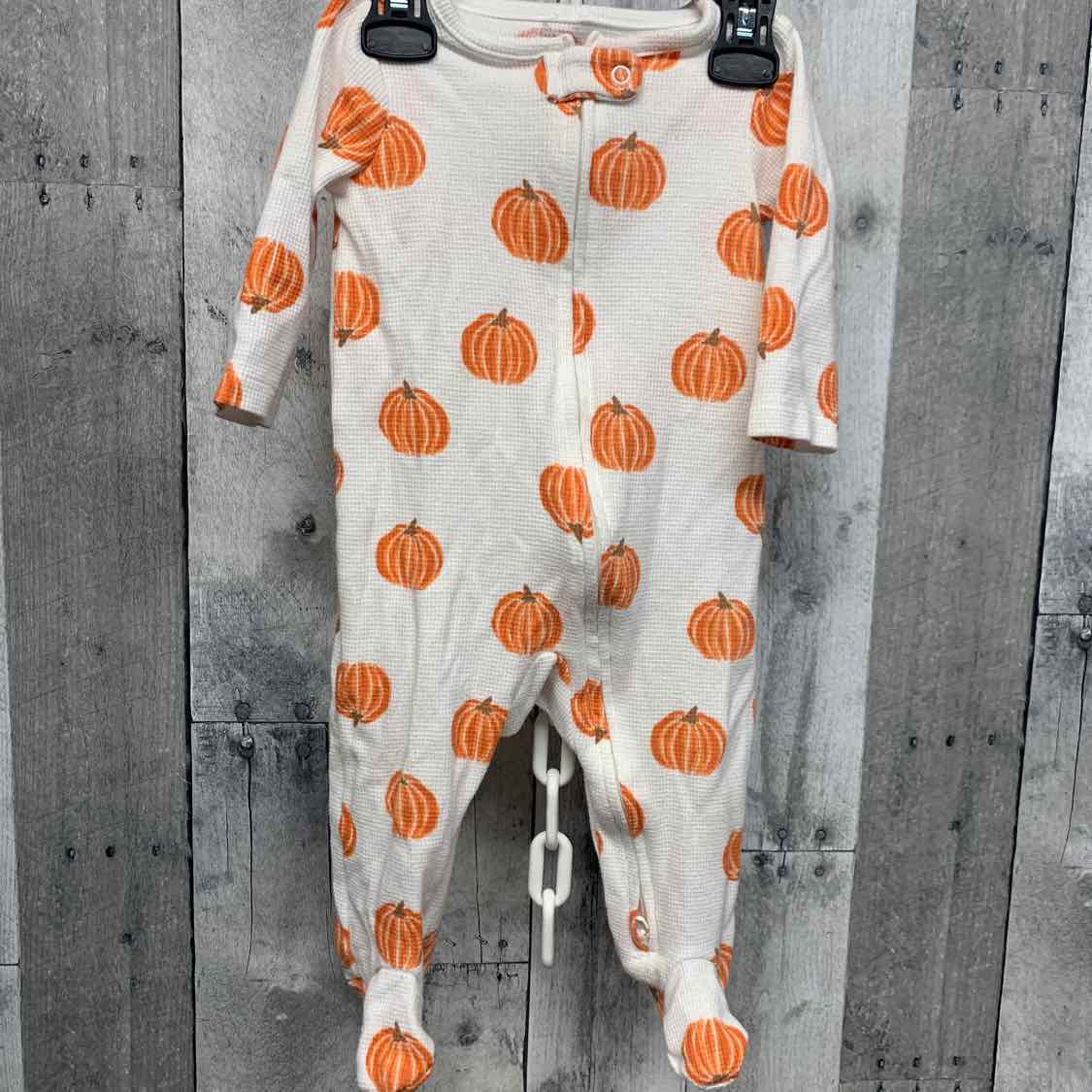 Size 3-6 Months White Print Child of Mine Footy PJs