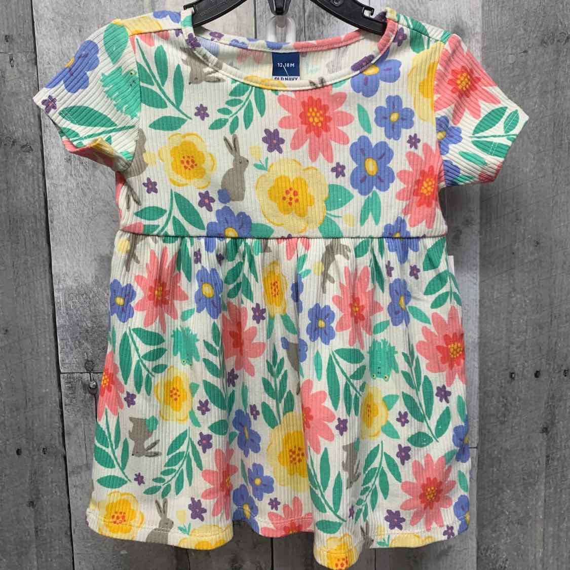 Size 12-18 Months White Print Old Navy Dress