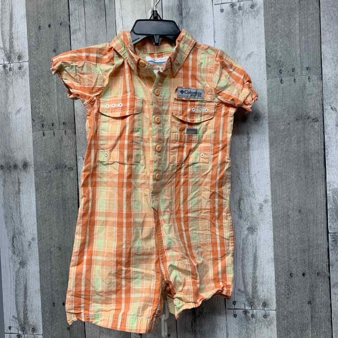 Size 18-24 Months Orange Plaid Columbia Sportswear Romper - OodlesCB