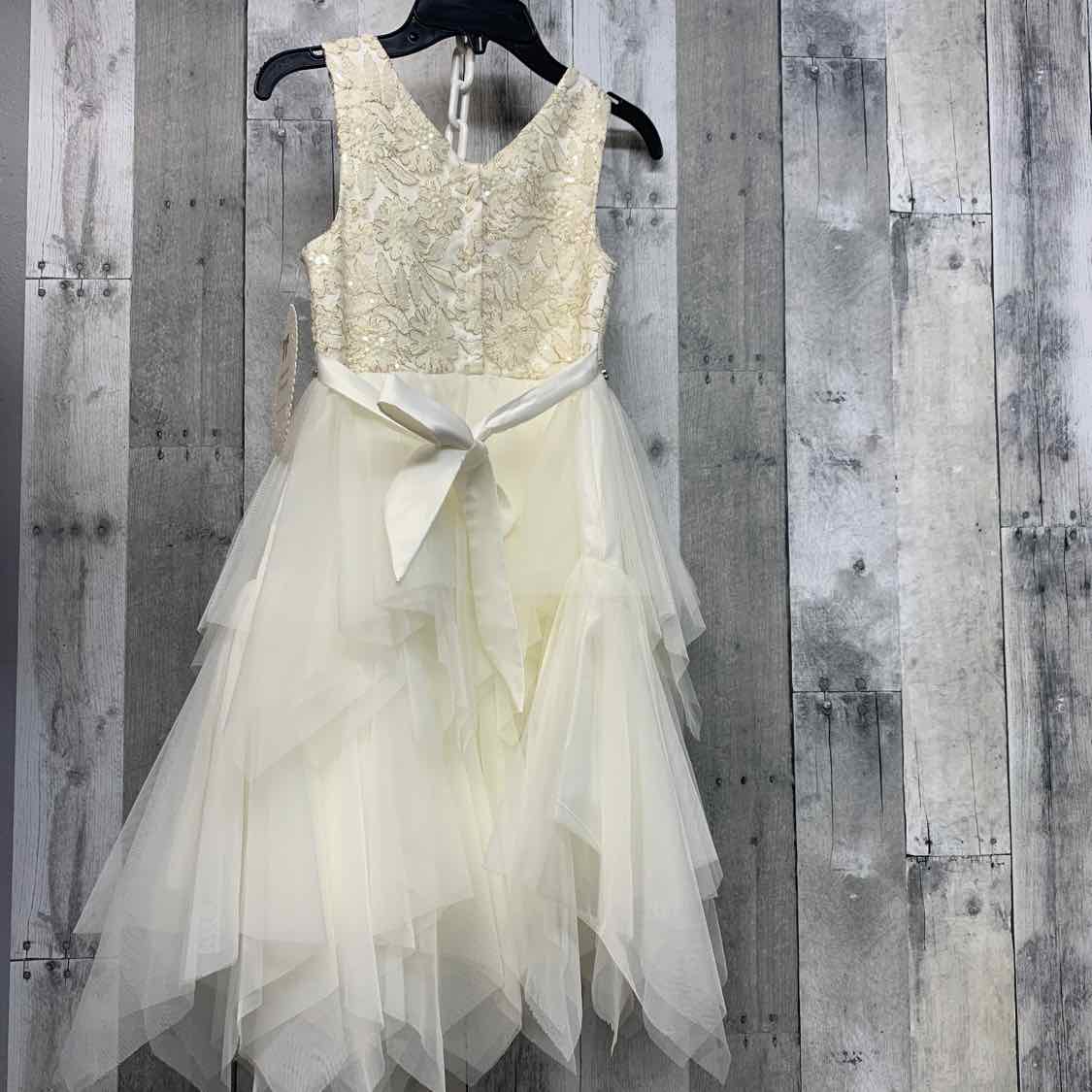 Size 8 White/Gold American Princess Dress