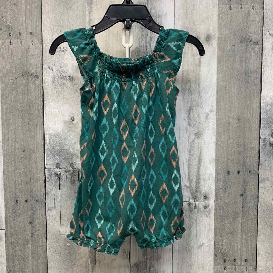 Size 12 Months Green Print Carter's Romper - OodlesCB