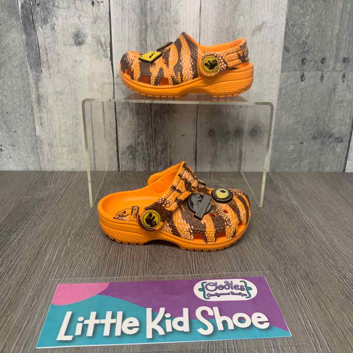 Size 5 Orange Print Crocs Water Shoes