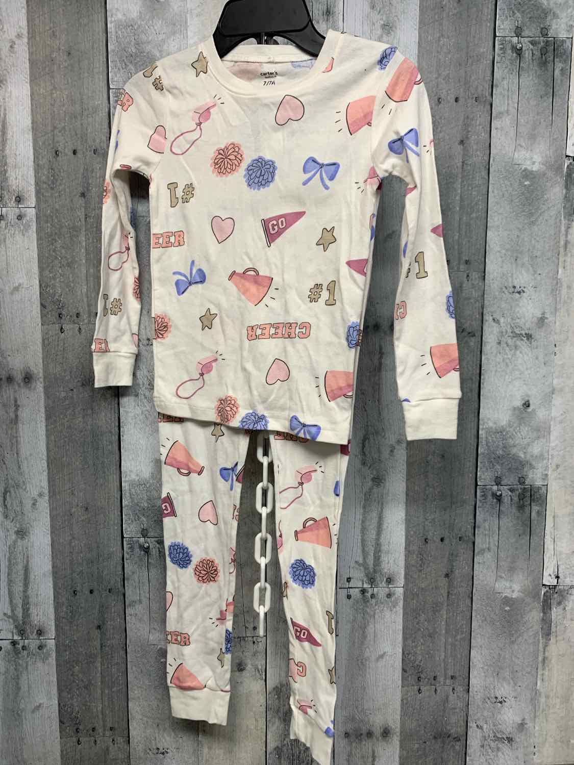 Size 7 White Print Carter's 2pc PJs