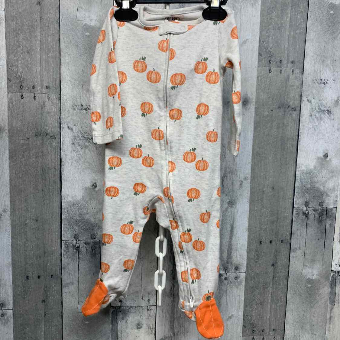 Size 9 Months Gray Print Just One You Footy PJs