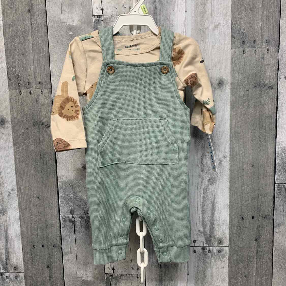 Size 3 Months Tan/Green Carter's Shirt/Pants