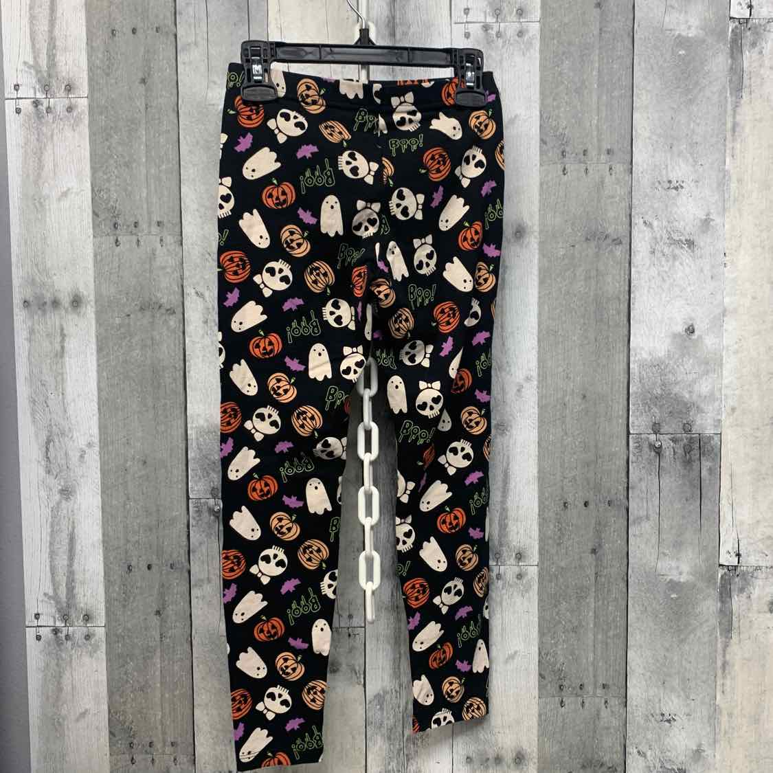 Size 7/8 Black Print Holiday Brands Leggings