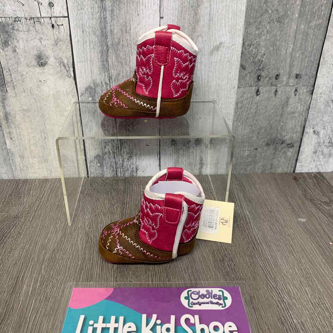 Size Newborn Pink/Brown Ariat Boots