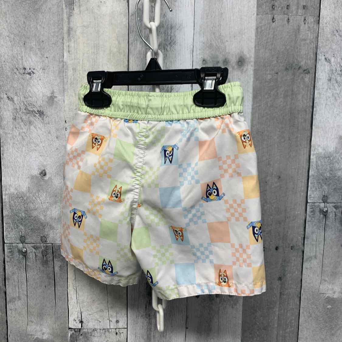 Size 3T White/Green Disney Swim Trunks