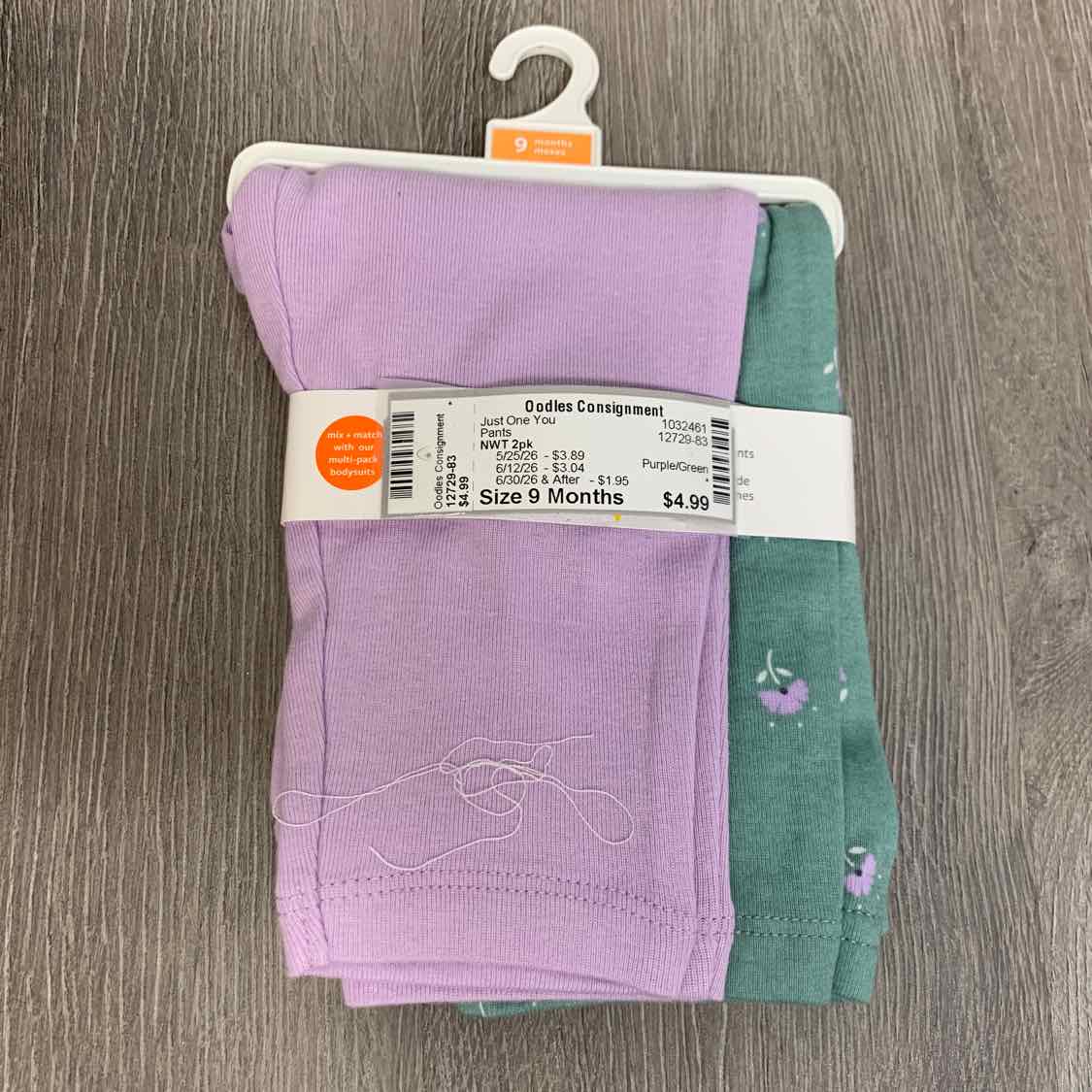 Size 9 Months Purple/Green Just One You Pants