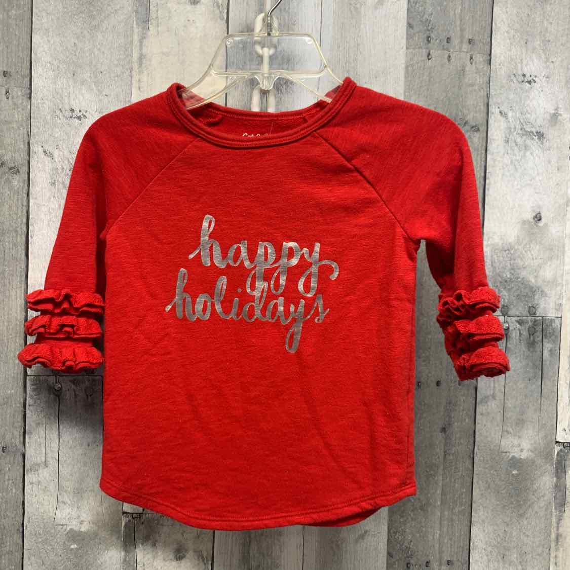 Size 4T Red/Silver Cat & Jack Long Sleeve Shirt