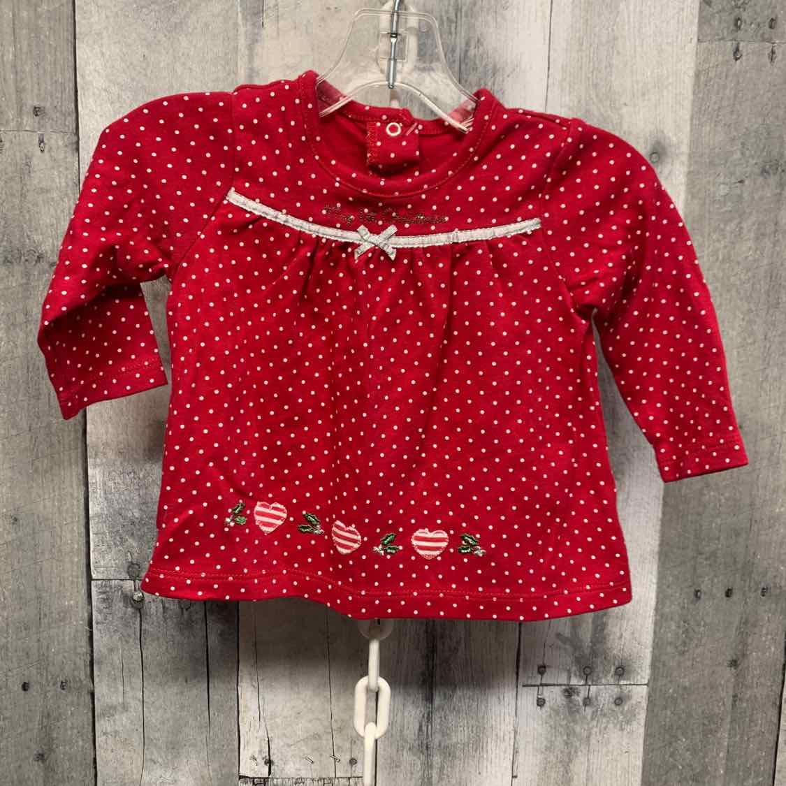 Size 12 Months Red/Silver Little Me Long Sleeve Shirt