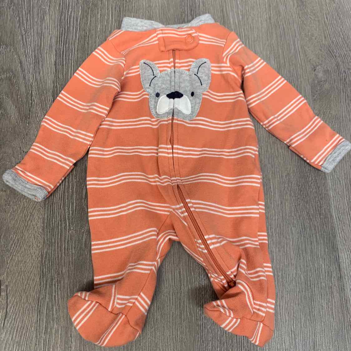 Size Preemie Orange/Gray Child of Mine Footy PJs