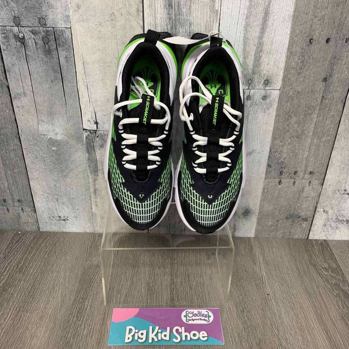 Size 5 Black/Green Sport Brand Sneakers