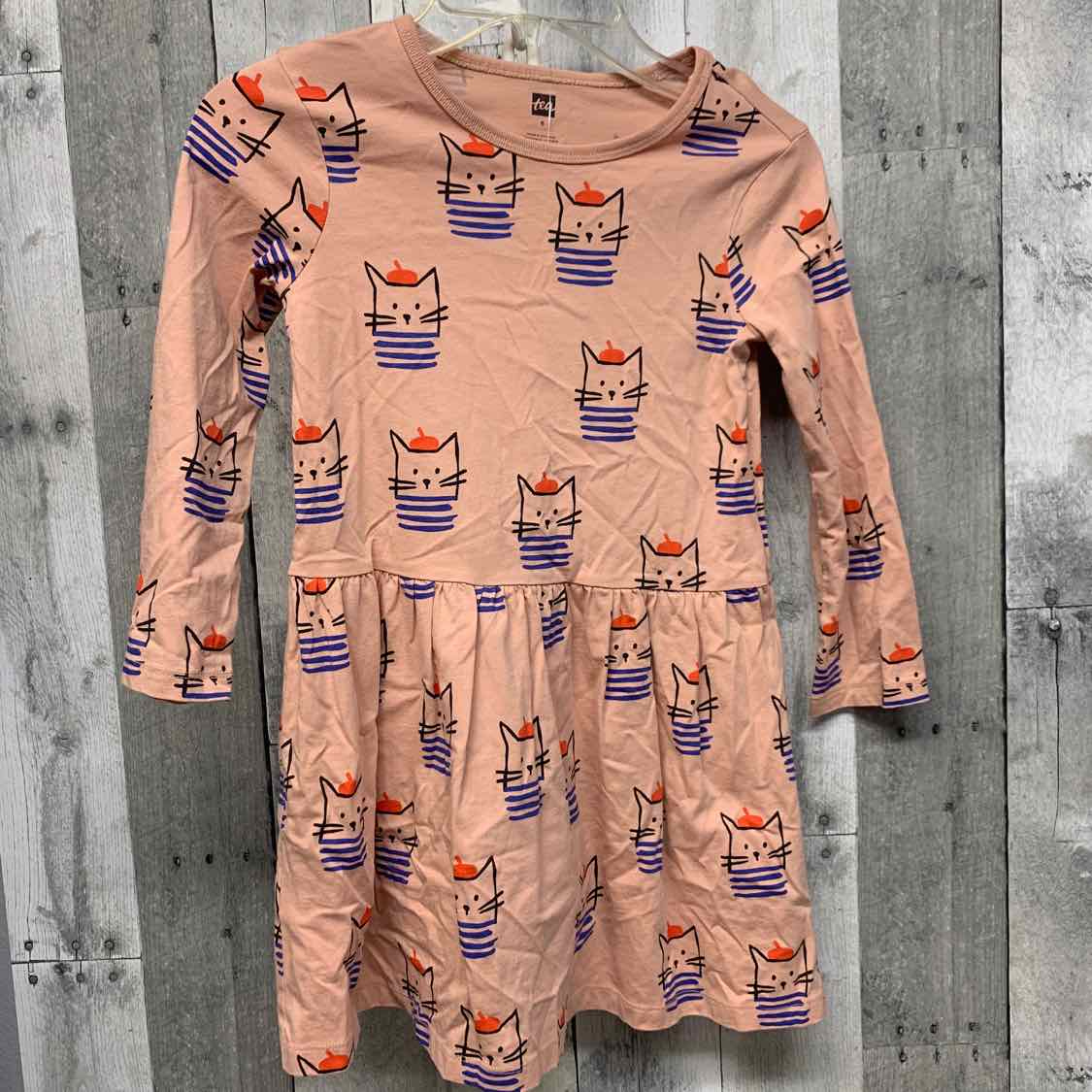 Size 6 Pink Print Tea LS Dress