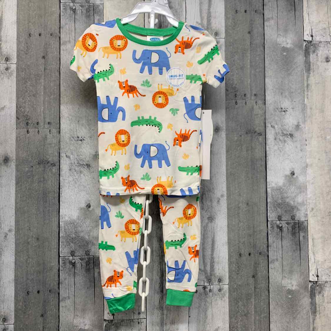 Size 3T White/Green Bon Bebe 2pc PJs - OodlesCB