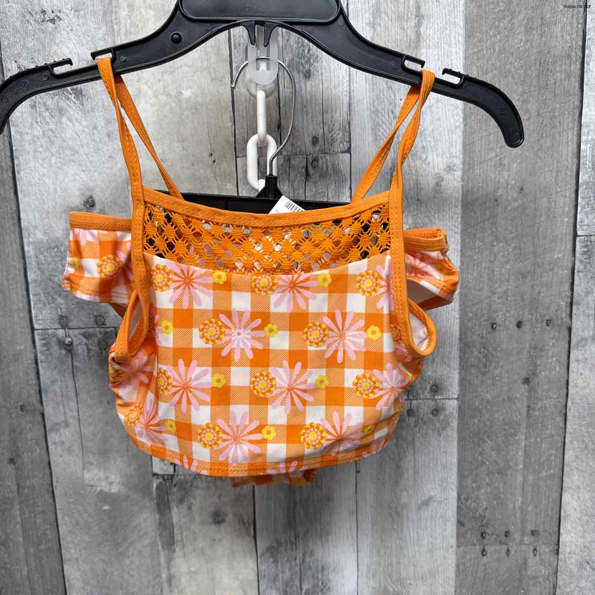 Size 10/12 Orange Print Mid Brand Swim Suit - 2pc+