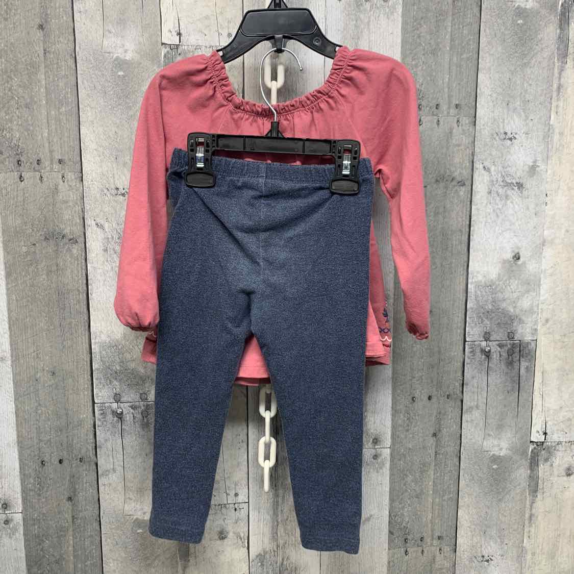 Size 3T Pink/Navy Kids Headquarters Shirt/Leggings