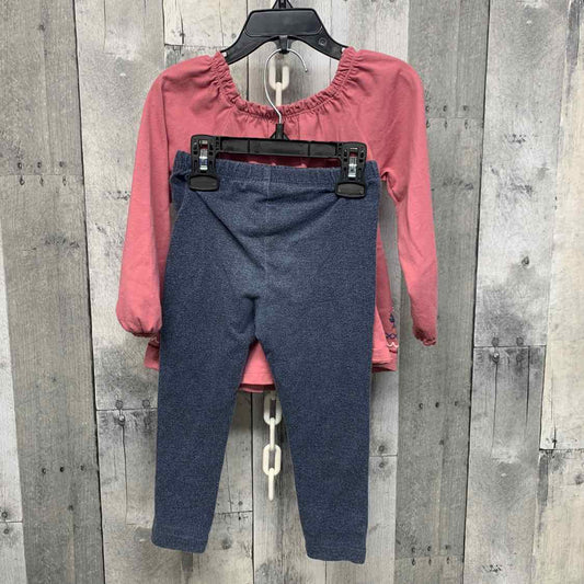 Size 3T Pink/Navy Kids Headquarters Shirt/Leggings