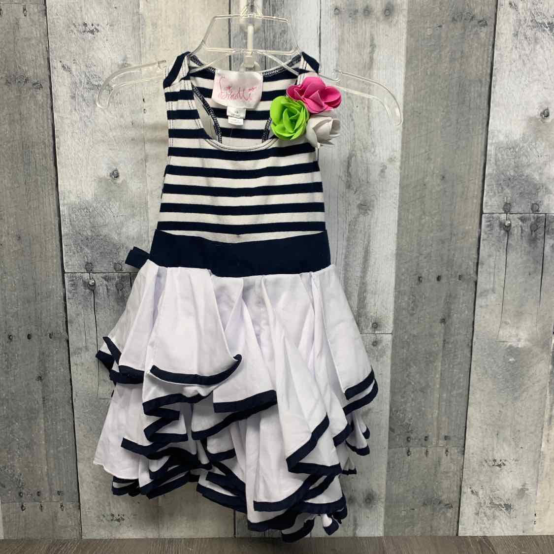 Size 2/3 White/Navy B Brand Dress