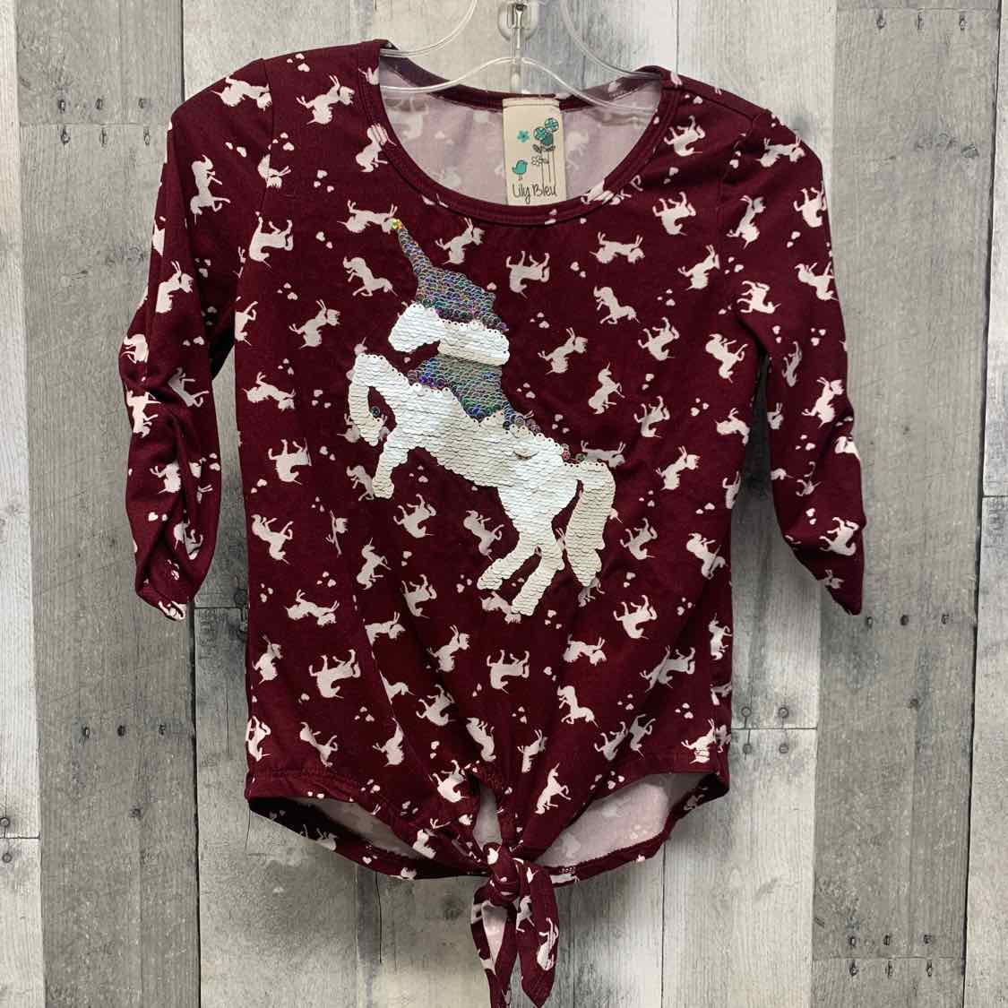 Size 7 Burgundy Lily Bleu Long Sleeve Shirt