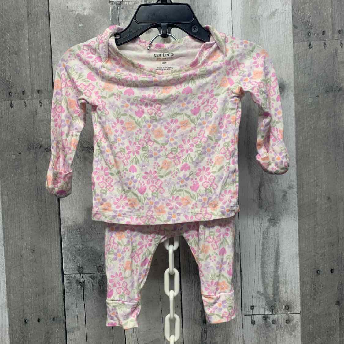 Size 3 Months White Floral Print Just One You Shirt/Pants