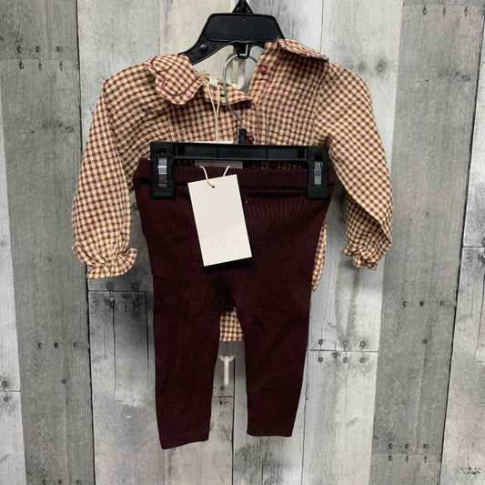 Size 3-6 Months Purple/Tan Zara Shirt/Pants