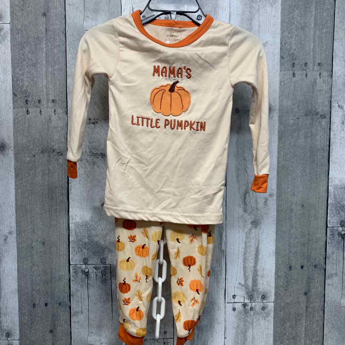 Size 12 Months White/Orange B Brand 2pc PJs