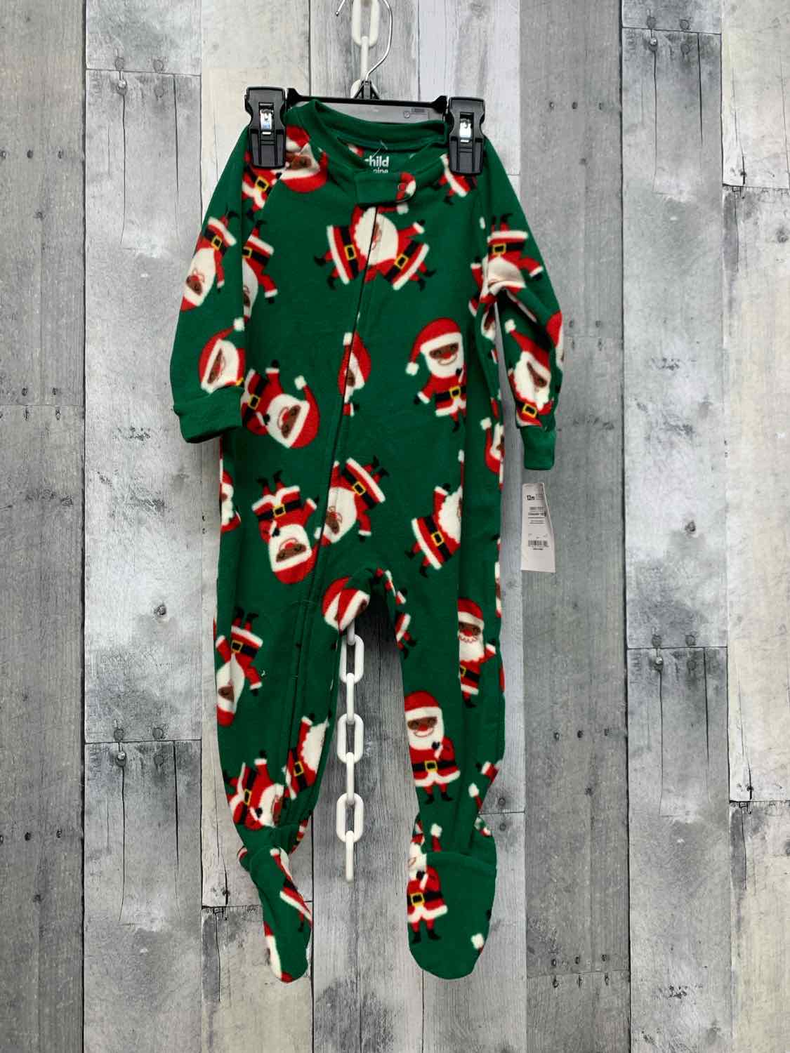 Size 12 Months Green Print Carter's Footy PJs