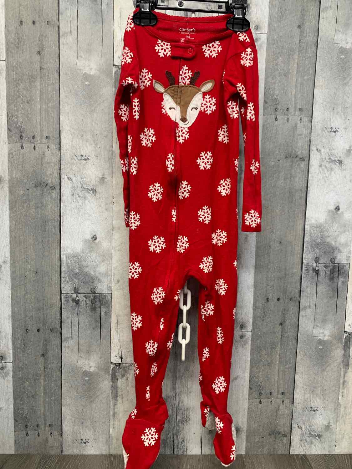 Size 3T Red Print Carter's Footy PJs