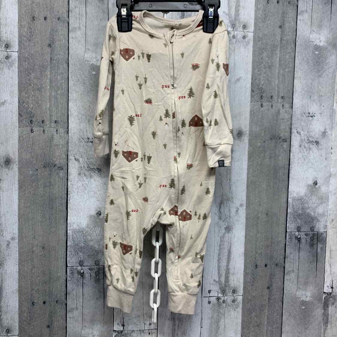 Size 18 Months Tan Print Modern Moments by Gerber Footy PJs