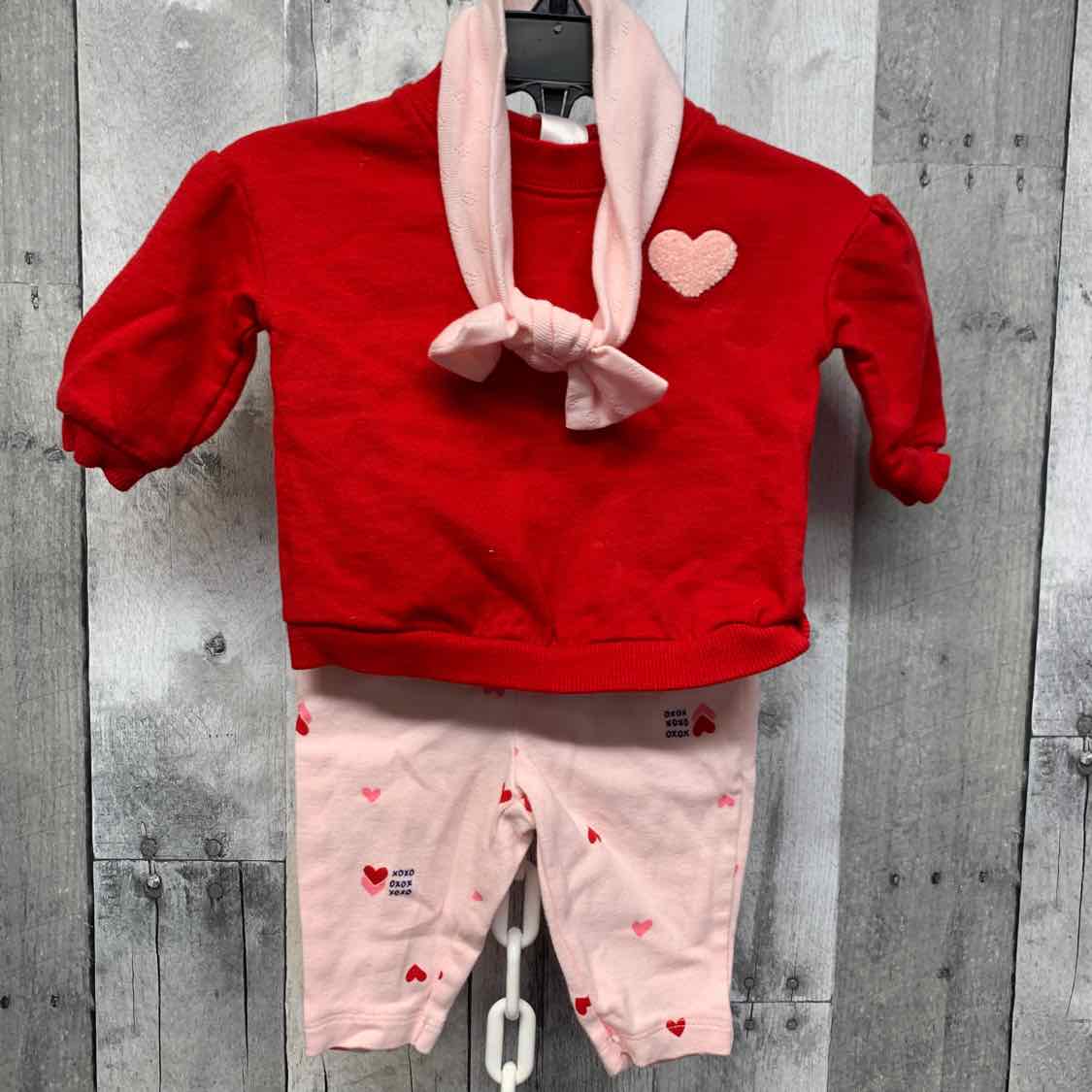 Size 3 Months Red/Pink Carter's Shirt/Pants