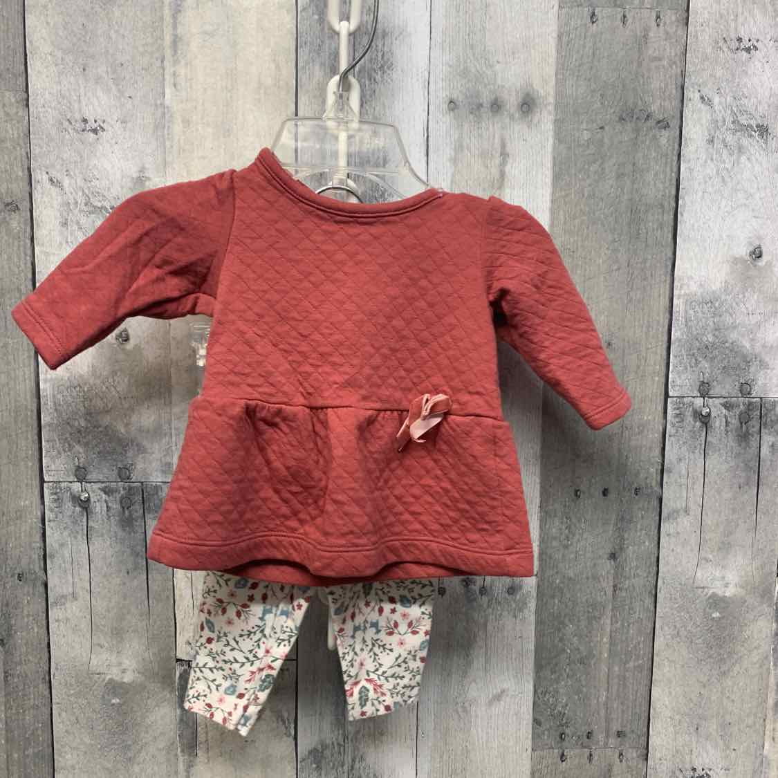Size 3 Months Burgundy Graphic Just One You Shirt/Leggings