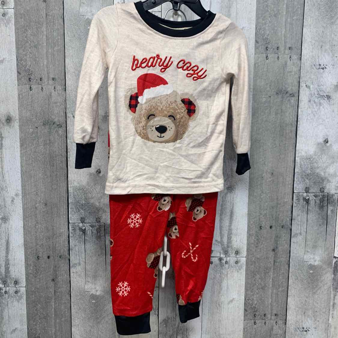 Size 3T Tan/Red Mid Brand 2pc PJs