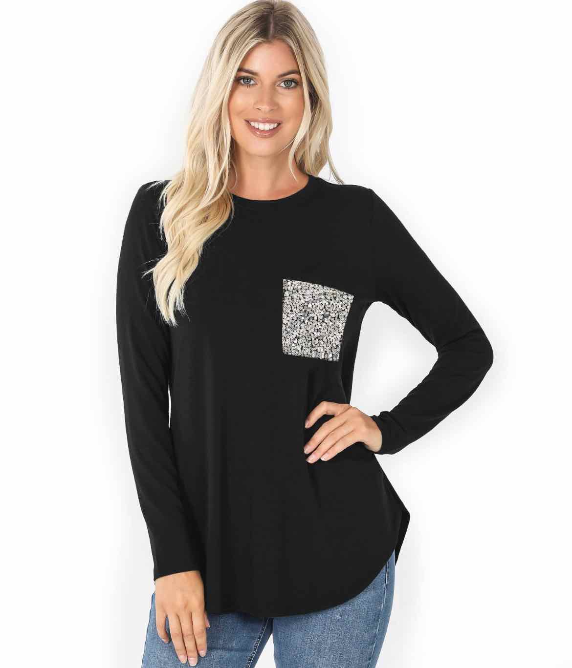 Black/Silver 42pops Long Sleeve Tunic - OodlesCB