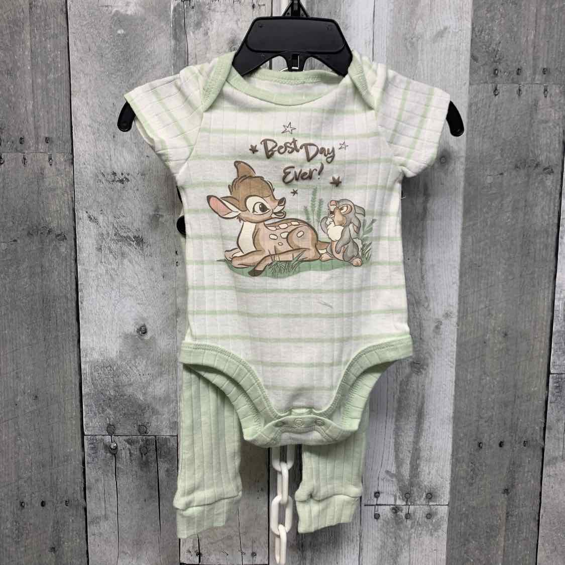 Size 0-3 Months Green/White Disney Shirt/Leggings