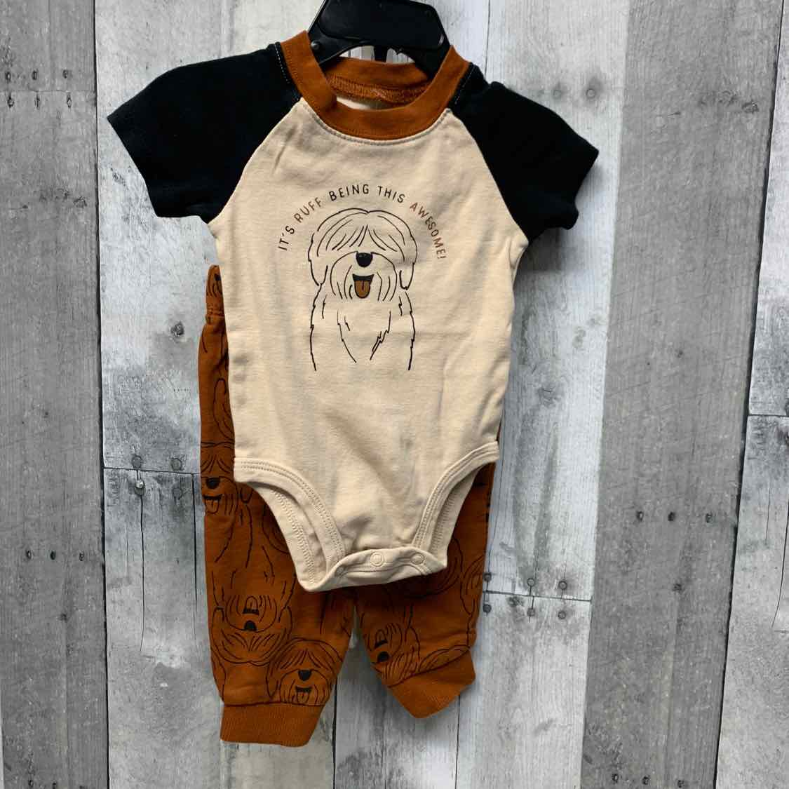 Size 6 Months Brown Print Carter's Shirt/Pants