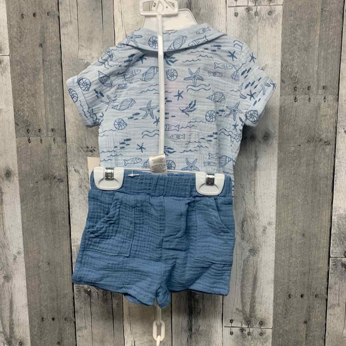 Size 3-6 Months Blue Print B Brand Shirt/Shorts