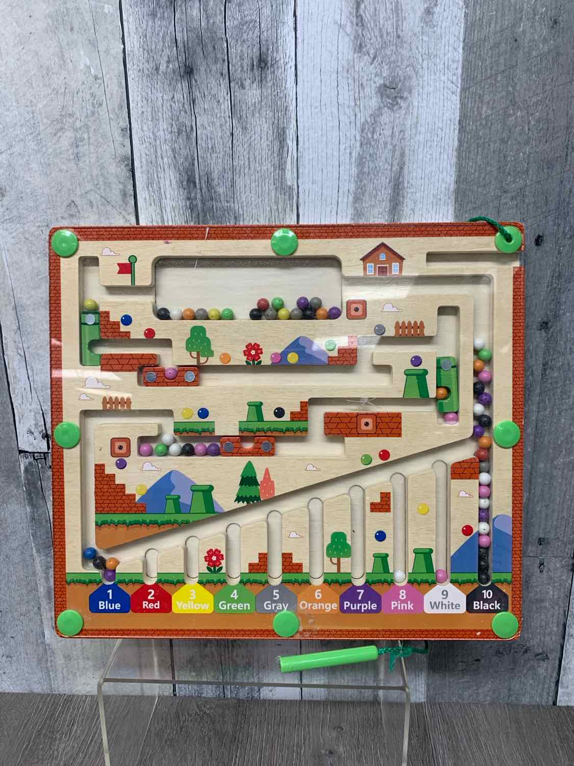 Generic Tan/Green Wooden Puzzle