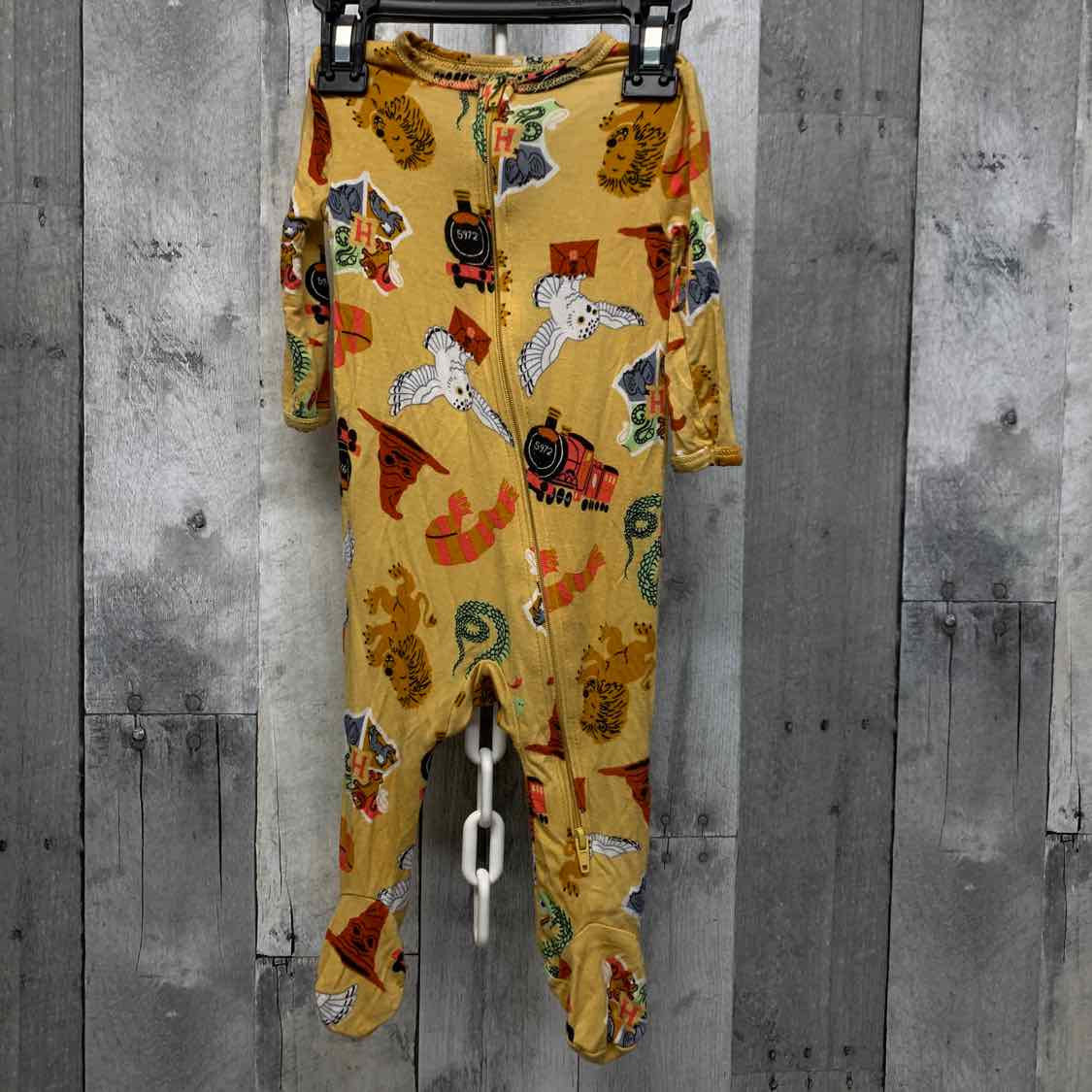 Size 0-3 Months Yellow Print Harry Potter Footy PJs