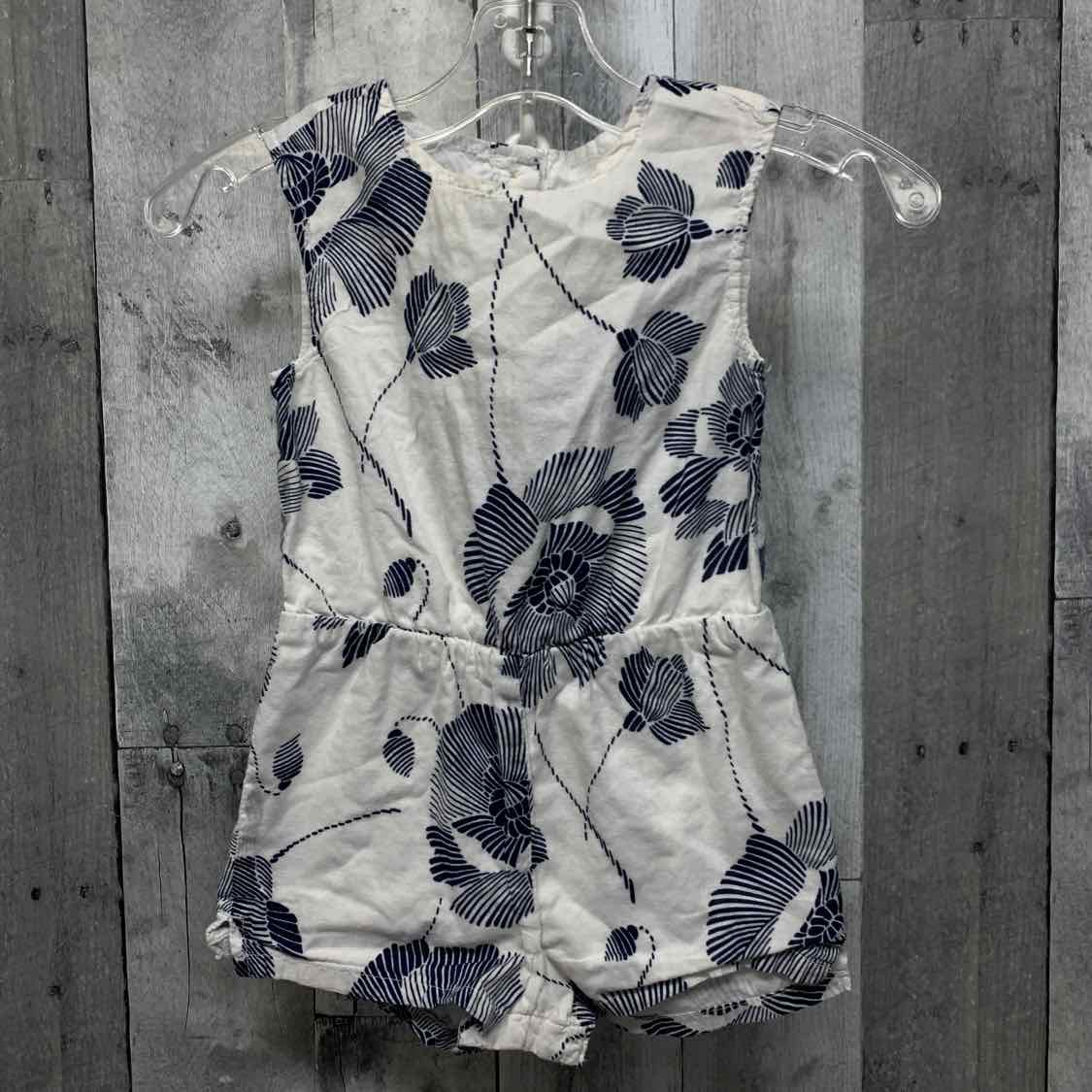 Size 12-18 Months White/Navy Old Navy Romper - OodlesCB