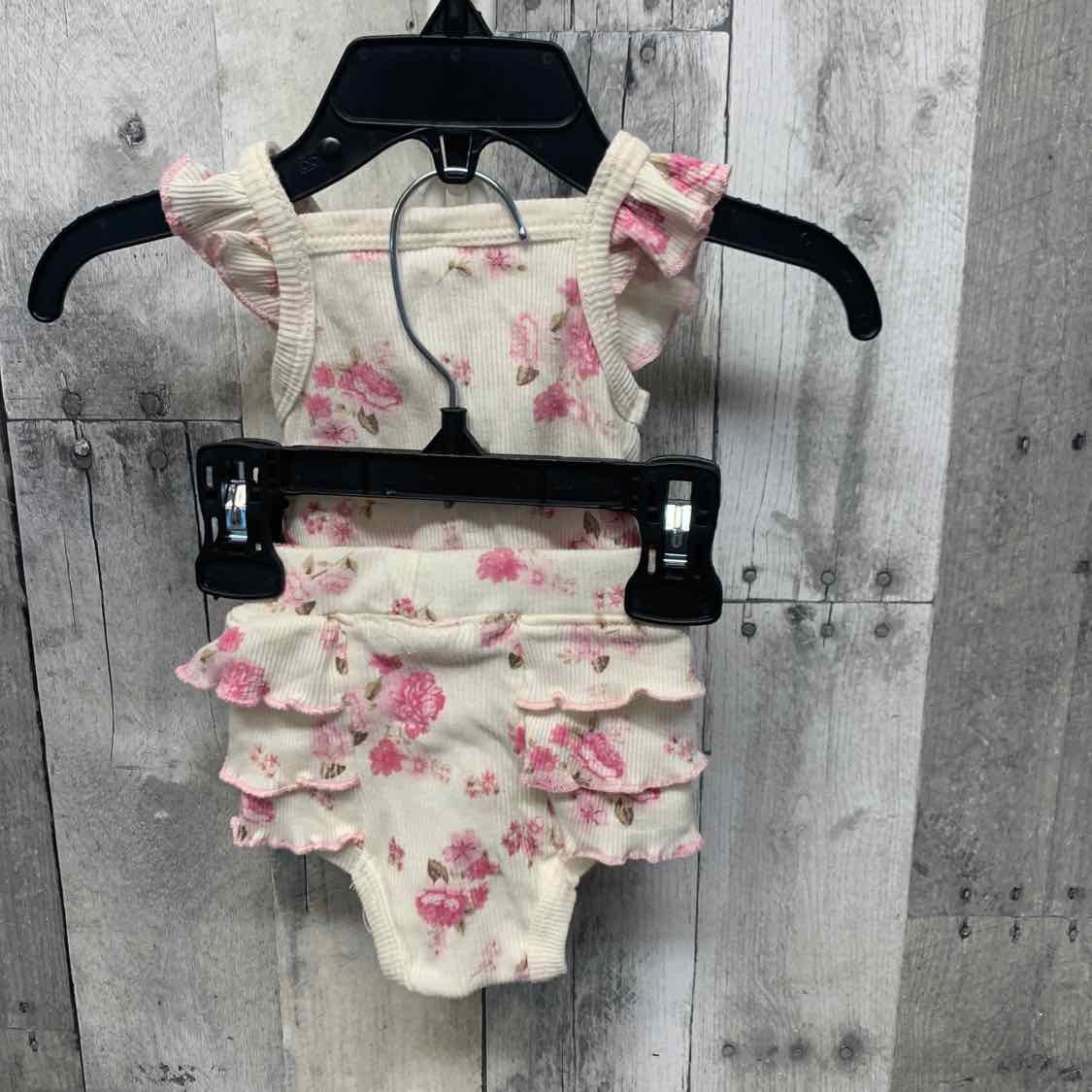 Size 0-3 Months White/Purple B Brand Shirt/Shorts