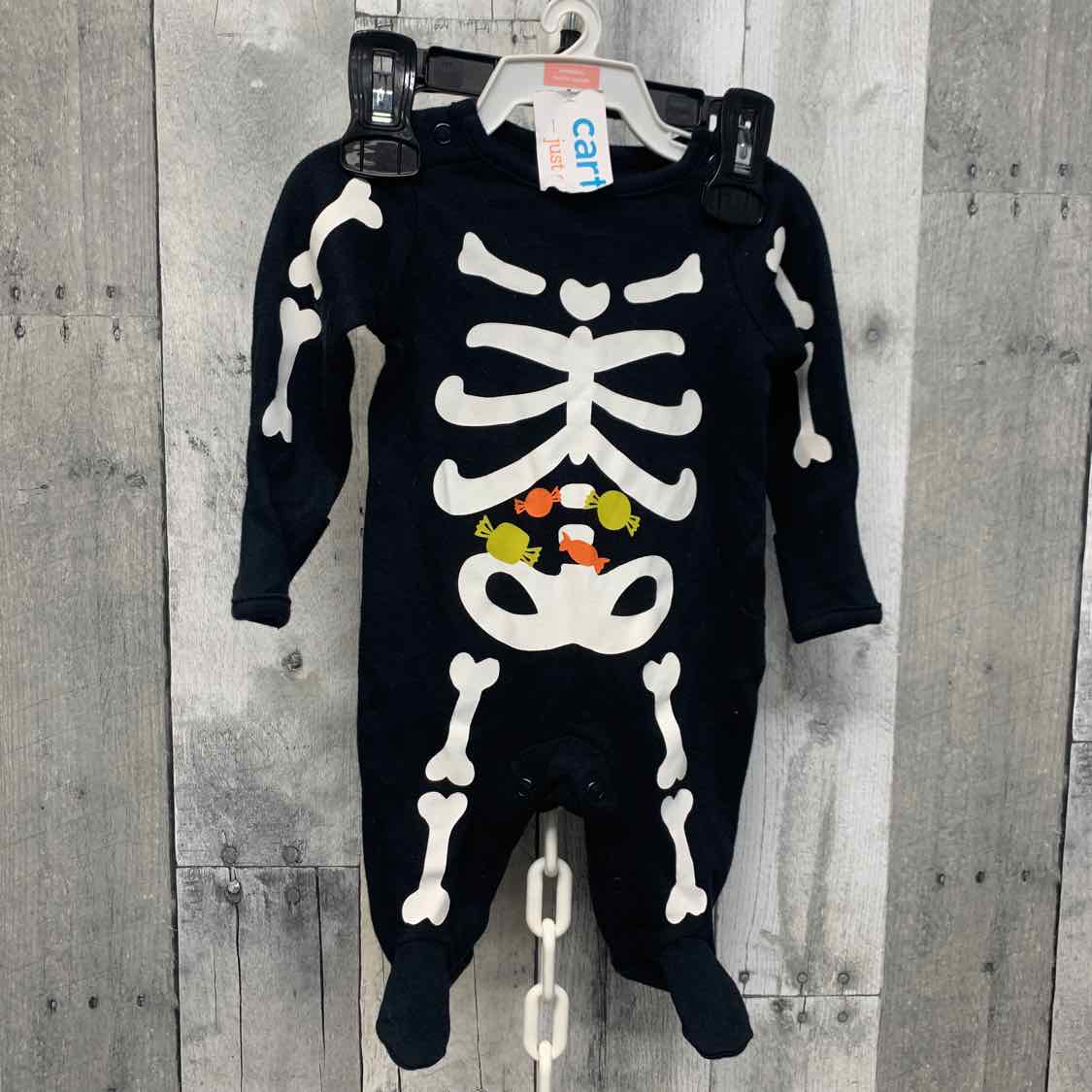 Size Newborn Black Graphic Just One You Footy PJs