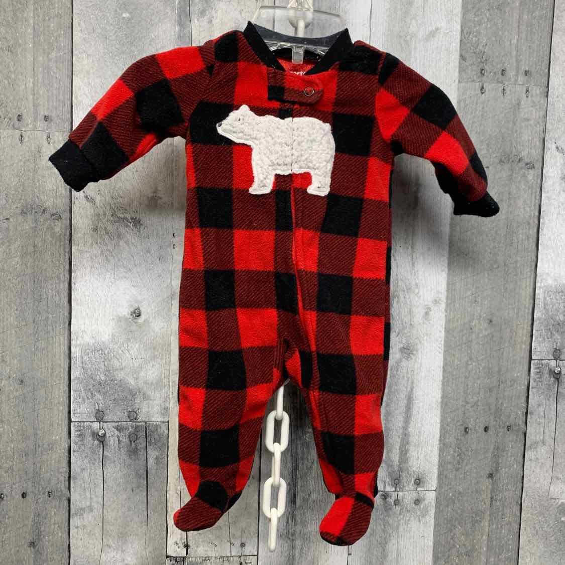 Size Newborn Red/Black Carter's Footy PJs