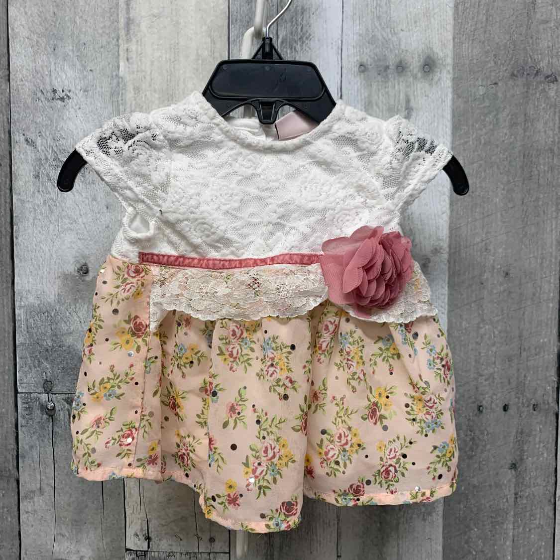 Size 3-6 Months White/Pink Little Lass Dress