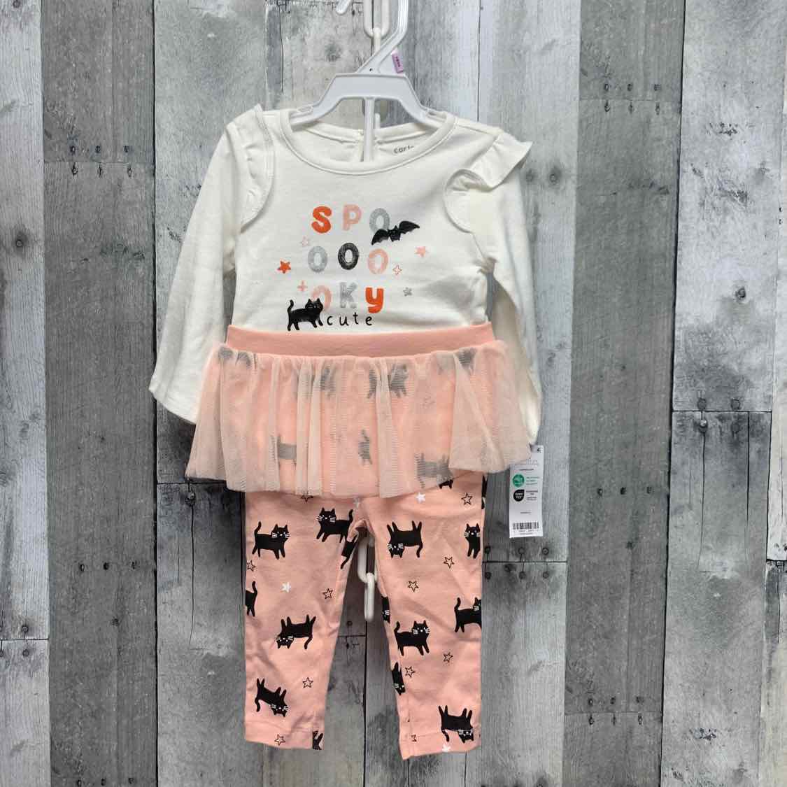 Size 9 Months White/Pink Carter's Shirt/Leggings