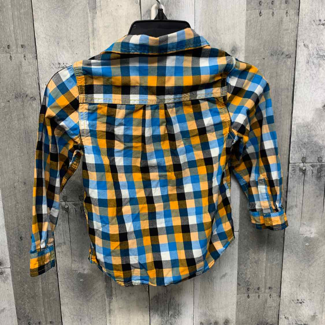 Size 5T Yellow/Blue Cat & Jack LS Button Up