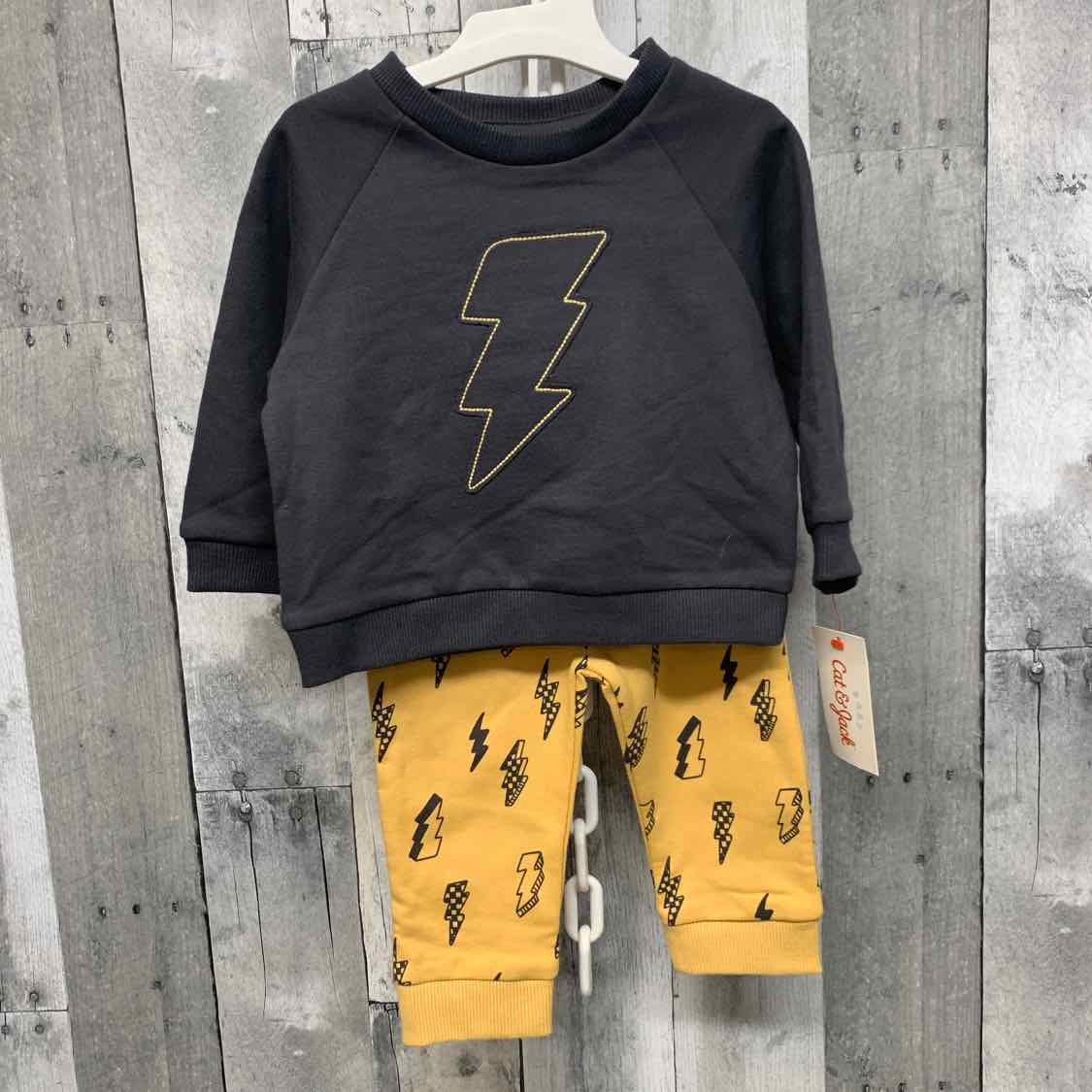 Size 6-9 Months Gray/Yellow Cat & Jack Sweats - 2pc