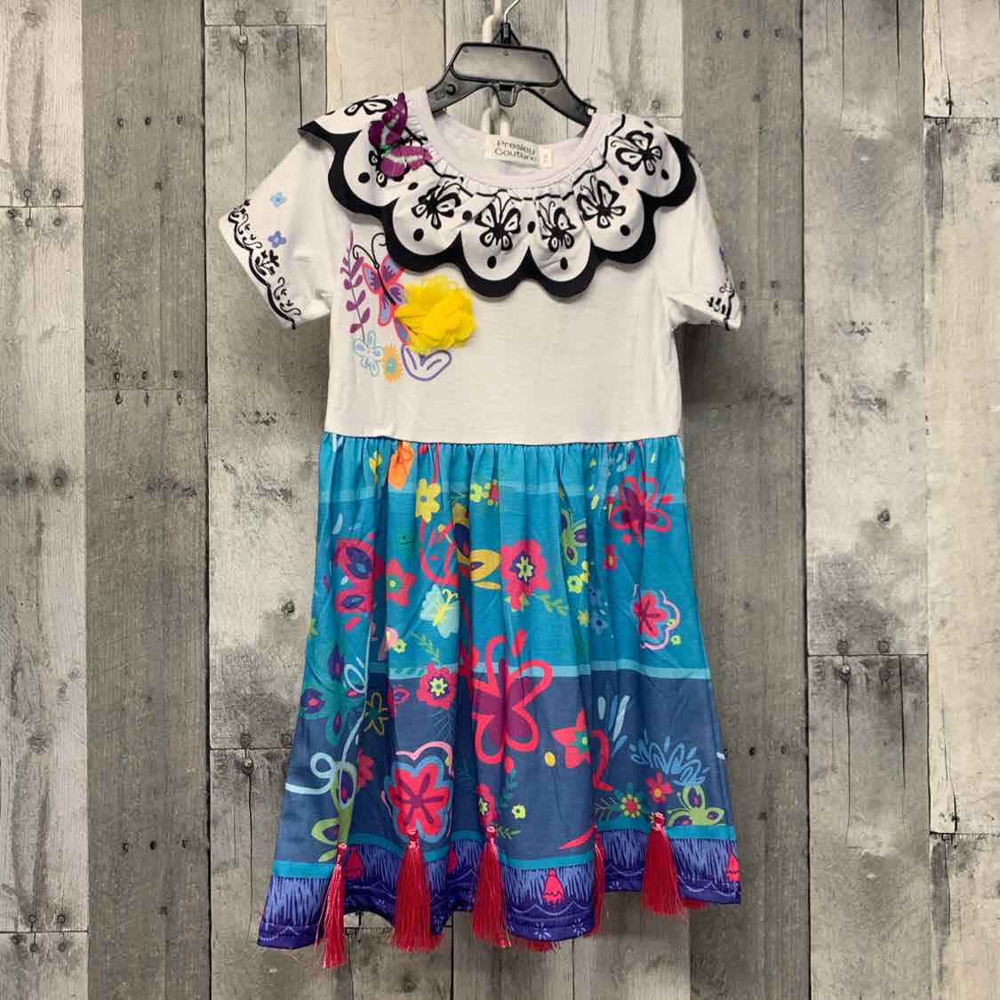 Size 3/4 White/Teal Presley Couture Dress